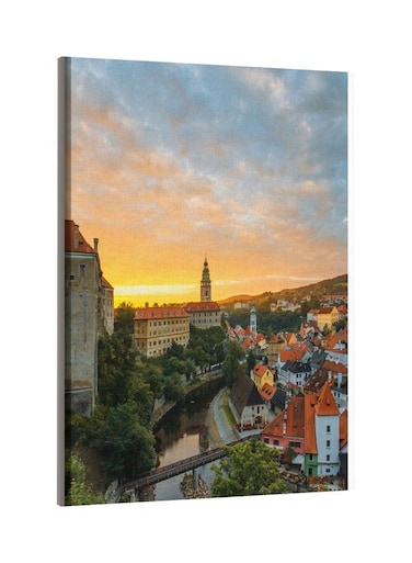 Sun Set Printed Framed Canvas Wall Art Orange/Grey/Beige 60x80centimeter