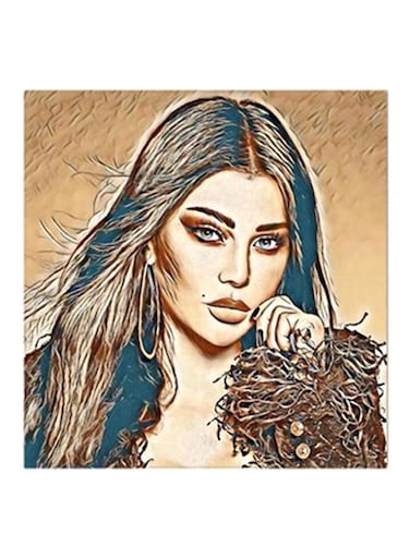 Haifa Wehbe MDF Wall Art Multicolour 30x30centimeter