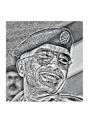 King Hussein Of Jordan MDF Wall Art Black/White 30x30centimeter