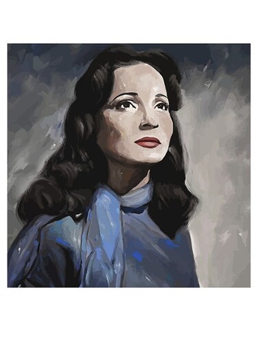 Arab Artist Shadia Printed Wall Art Grey/Black/Blue 30x30cm