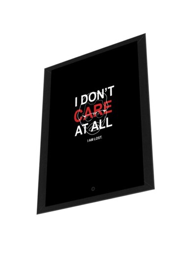 I Don't Care At All Printed Wall Art With Wooden Frame Black/White/Red 32x24cm