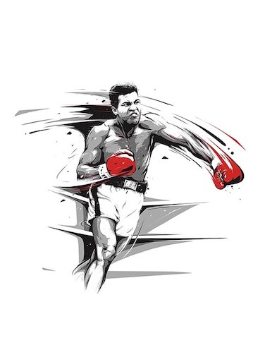Clay Boxing Player MDF Wall Art Multicolour 30 X 30cm