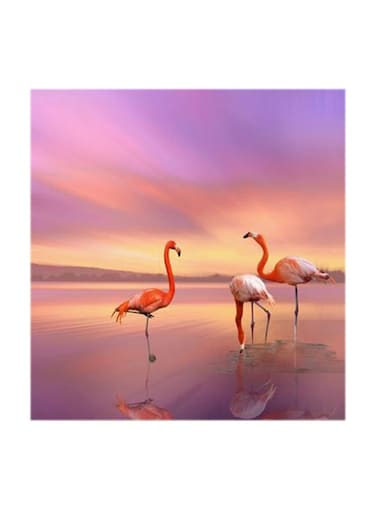 Flamingos MDF Wall Art Multicolour 30x30centimeter
