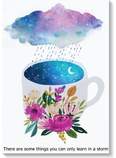 Clouds And Rain Printed Wall Art White/Pink/Blue 40x60cm