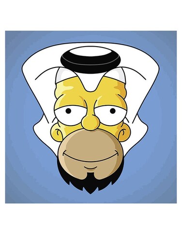 Homer Simpson Themed Decorative Wall Art Blue/White/Yellow 30x30cm