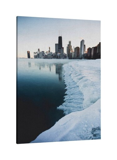 City Side Printed Framed Canvas Wall Art Grey/White 60x80centimeter