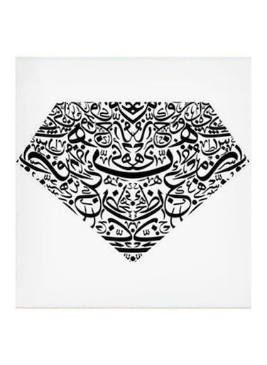 Diamond MDF Wall Art Painting White/Black 30x30centimeter