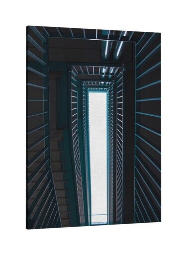 Stairs Printed Framed Canvas Wall Art Brown/Blue 60x80centimeter