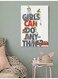 Girls Can Do Any Thing Printed Wall Art Grey/Red/White 40x60cm