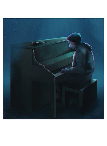 Pianist Themed Wall Art Blue/Black 30x30cm