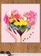 Floral Themed Wall Art Pink/Yellow/Purple 30x30cm