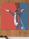 Tom And Jerry Themed Printed MDF Wall Art Red/Blue/Gray 30x30cm