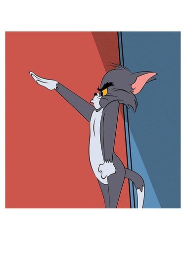 Tom And Jerry Themed Printed MDF Wall Art Red/Blue/Gray 30x30cm