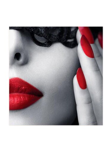 Red Nail and Lip MDF Wall Art Multicolour 30x30cm