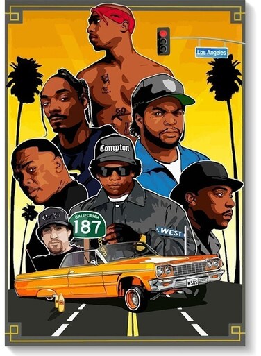 Rappers Themed Wall Art Painting Multicolour 40x60cm
