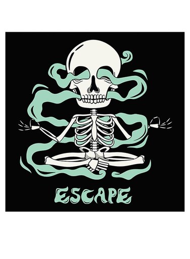 Skeleton Themed Wall Art Black/White/Blue 30x30cm