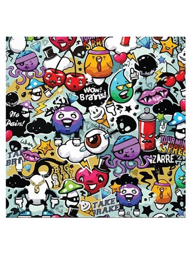 Grafitti Themed Wall Art Black/White/Red 30x30cm