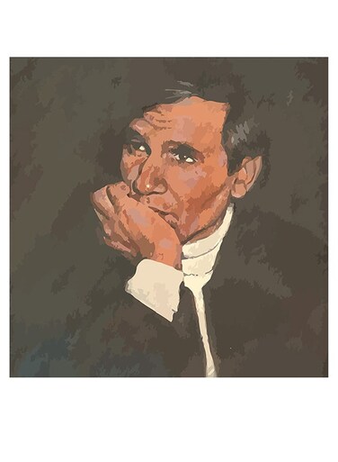 Arab Artist Abdel Halim Hafez Printed Wall Art Black/Brown/White 30x30cm
