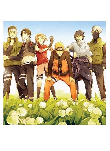 Naruto Anime Themed Printed MDF Wall Art Green/Blue/Black 30x30cm