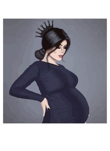 Pregnant Woman Themed Wall Art Grey/Blue/Black 30x30cm