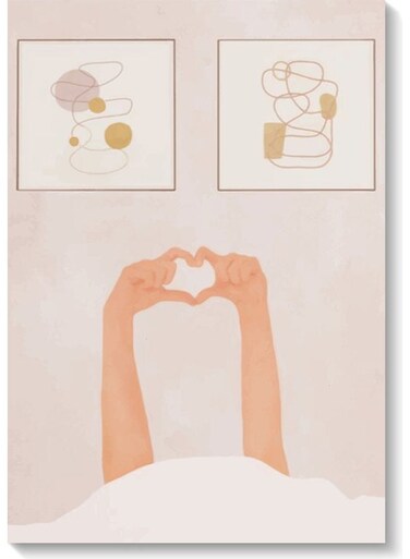 Hand Heart Wall Art Painting Pink/Brown 40x60cm