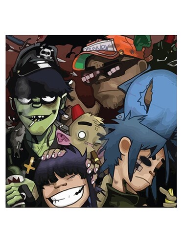 Gorillaz Squad Themed Wall Art Green/Blue/Brown 30x30cm