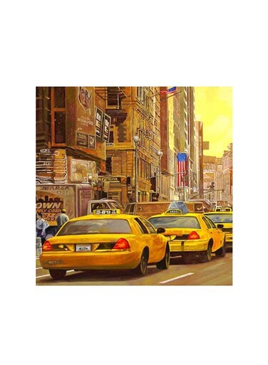 Taxi New York Mdf Wall Art Multicolour 30x30centimeter