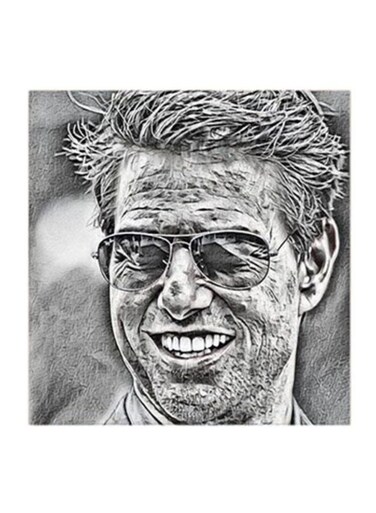 Tom Cruise MDF Wall Art Grey/White/Black 30x30centimeter