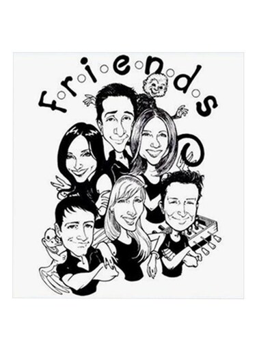 Friends MDF Wall Art White/Black 30x30centimeter