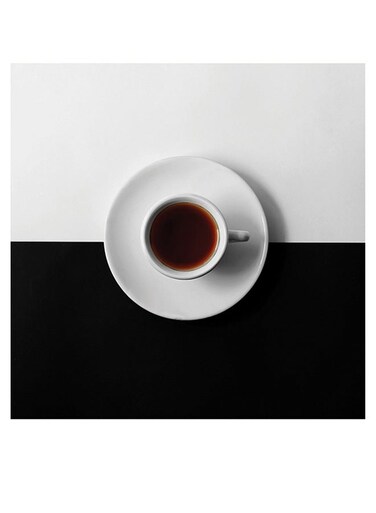 Tea Cup Themed Printed MDF Wall Art White/Black/Brown 30x30cm