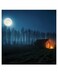 Hut - Full Moon Themed Wall Art Black/White/Blue 30x30cm