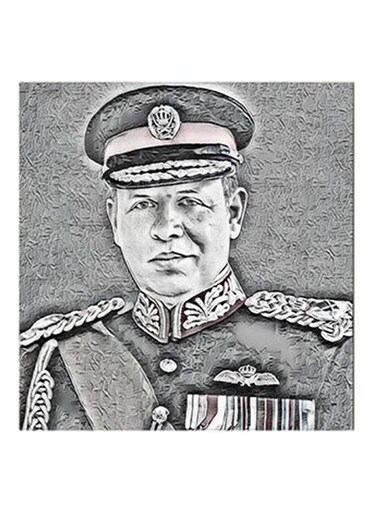 King Abdullah Of Jordan MDF Wall Art Grey/White/Black