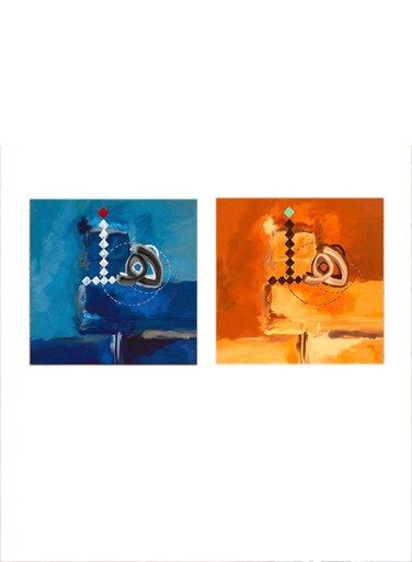 2-Pieces Abstract Calligraphy Mdf Wall Art Multicolour 30x30centimeter