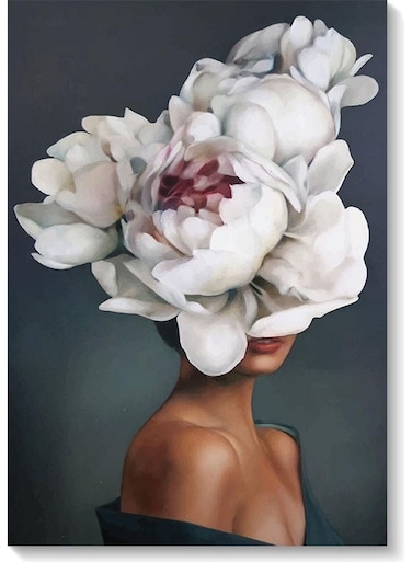 Flower Girl Printed Wall Art Grey/Beige/White 40x60cm