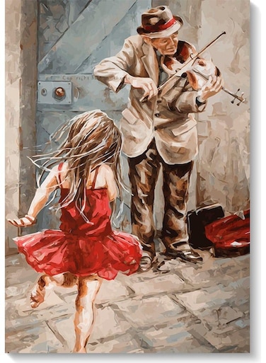 Violinist Wall Art Multicolour 40x60cm
