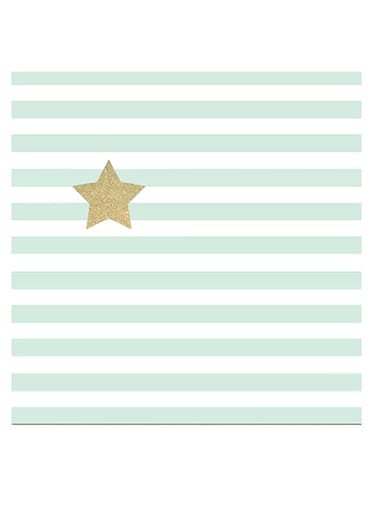 Star Printed Wall Art Green/White/Gold 30x30cm