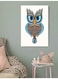 Owl Printed Wall Art Beige/Brown/Blue 40x60cm