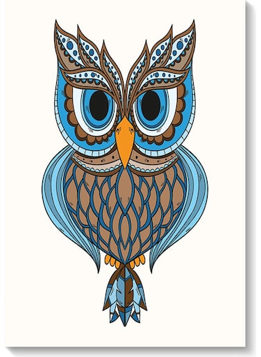 Owl Printed Wall Art Beige/Brown/Blue 40x60cm