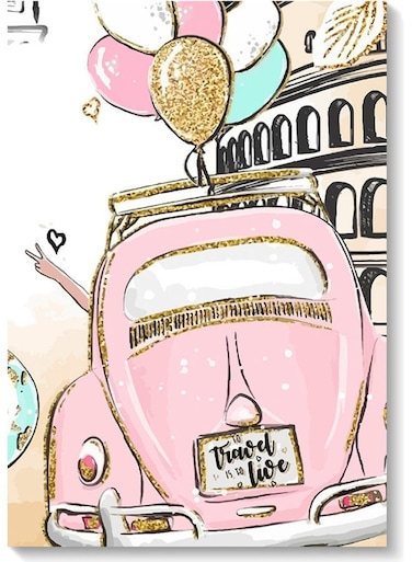 Love Car Themed Wall Art Painting Multicolour 40x60cm