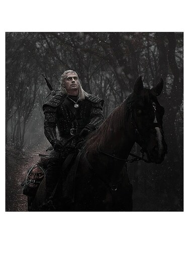 Witcher Themed Printed MDF Wall Art Black/Gray/Brown 30x30cm