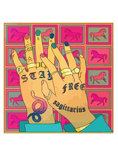 Sagittarius Themed Wall Art Pink/Brown/Blue 30x30cm