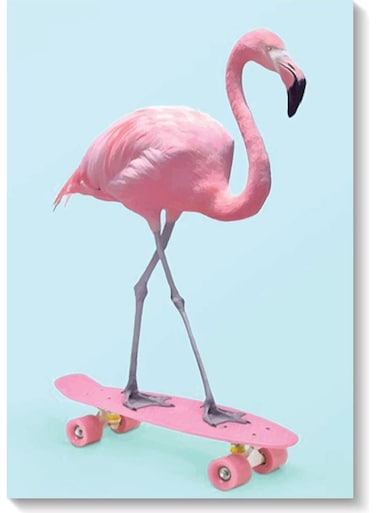 Flamingo Printed Wall Art Blue/Pink 40x60cm