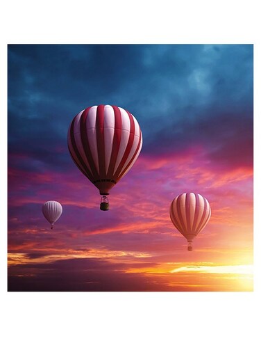 Balloons Themed Wall Art Pink/Blue/Gold 30x30cm