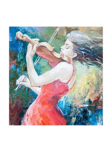 Cello Woman MDF Wall Art Multicolour 30x30cm