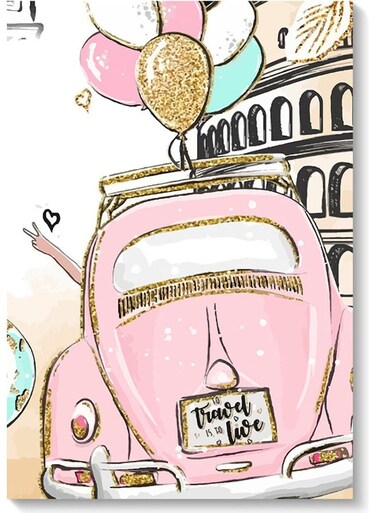 Love Car Themed Wall Art Painting Multicolour 40x60cm