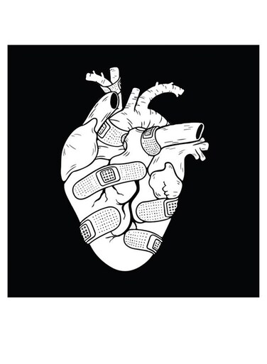 Heart Themed Wall Art White/Black 30x30cm