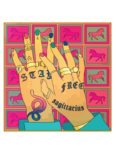Sagittarius Themed Wall Art Pink/Brown/Blue 30x30cm