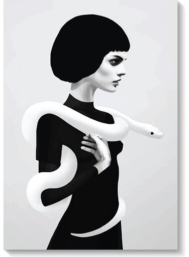 Woman And Snake Wall Art Multicolour 40x60cm