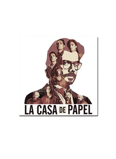 La Casa De Papel Wall Art Painting White/Black/Brown 30 x 30centimeter