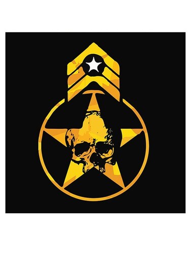 Military Skull Themed Wall Art Yellow/Black/White 30x30cm